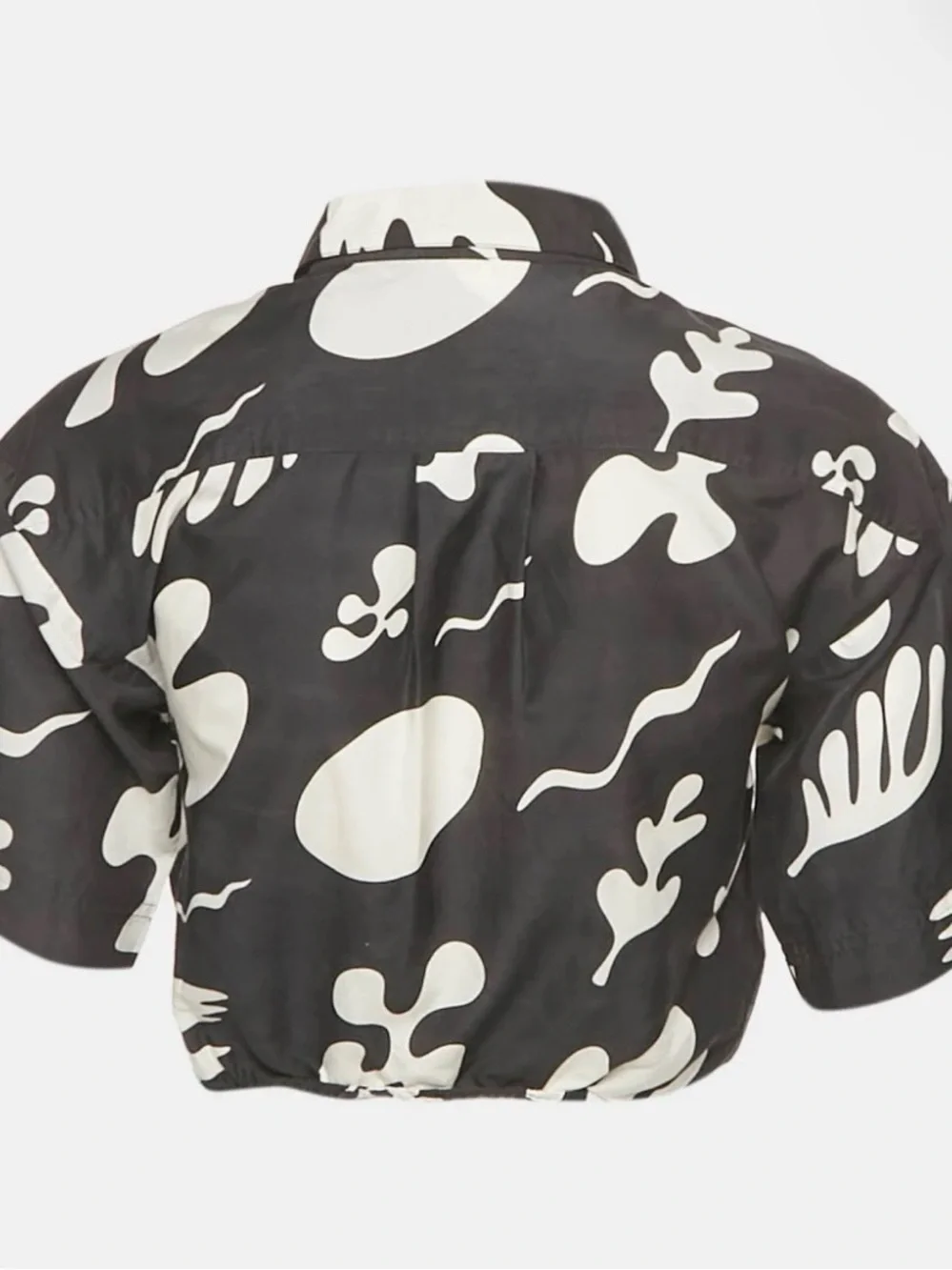 Frame Denim Black & White Abstract Crop Button-Up Top - Picture 2 of 4